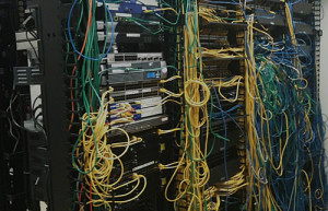 Crowded Improperly Designed Structured Cabling Rack